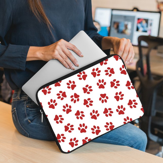 Mönster i Tassar, Hund, Tassar, Röda Tassar Laptop Fodral (Skapare uppladdad)