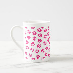 Mönster i Tassar, Hund, Tassar, Rosa Tassar Benporslin Mugg