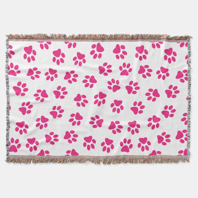 Mönster i Tassar, Hund, Tassar, Rosa Tassar Filt (Framsidan)