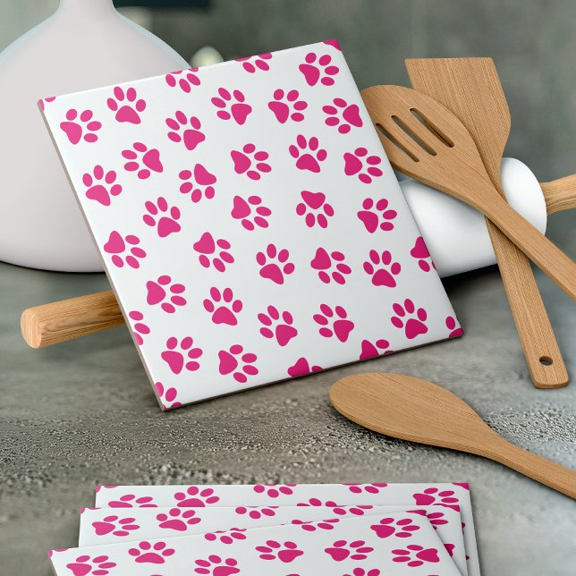 Mönster i Tassar, Hund, Tassar, Rosa Tassar Kakelplatta (Skapare uppladdad)