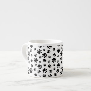 Mönster i Tassar, Hund, Tassar, svart och vitt Espressomugg