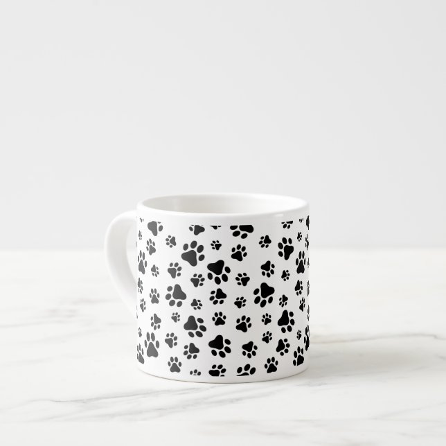 Mönster i Tassar, Hund, Tassar, svart och vitt Espressomugg (Framsida vänster)