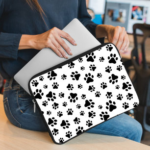 Mönster i Tassar, Hund, Tassar, svart och vitt Laptop Fodral