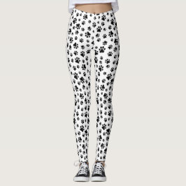 Mönster i Tassar, Hund, Tassar, svart och vitt Leggings