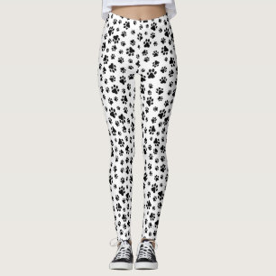 Mönster i Tassar, Hund, Tassar, svart och vitt Leggings