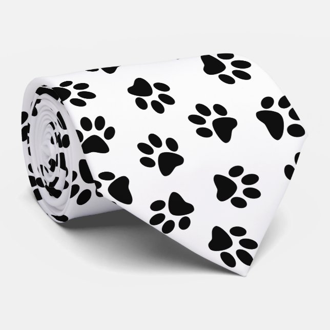 Mönster i Tassar, Hund, Tassar, Svart Tassar Slips (Rullad)