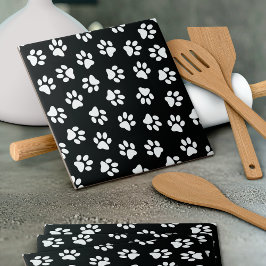 Mönster i Tassar, Hund, Tassar, Vita Tassar Kakelplatta