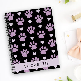 Mönster i Tassar, Lilac Tassar, Hearts, ditt namn Anteckningsbok