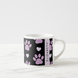 Mönster i Tassar, Lilac Tassar, Hearts, ditt namn Espressomugg