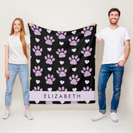 Mönster i Tassar, Lilac Tassar, Hearts, ditt namn Fleecefilt