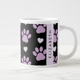 Mönster i Tassar, Lilac Tassar, Hearts, ditt namn Jumbo Mugg