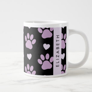 Mönster i Tassar, Lilac Tassar, Hearts, ditt namn Jumbo Mugg