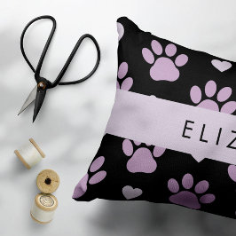 Mönster i Tassar, Lilac Tassar, Hearts, ditt namn Prydnadskudde