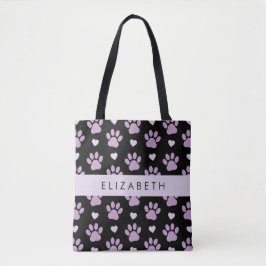 Mönster i Tassar, Lilac Tassar, Hearts, ditt namn Tygkasse