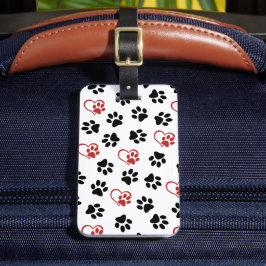 Mönster i Tassar, Svart Tassar, Röda Tassar, Hjärt Bagagebricka