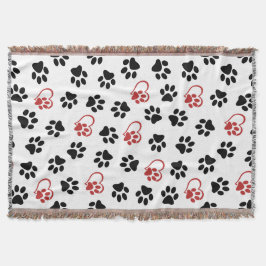 Mönster i Tassar, Svart Tassar, Röda Tassar, Hjärt Filt