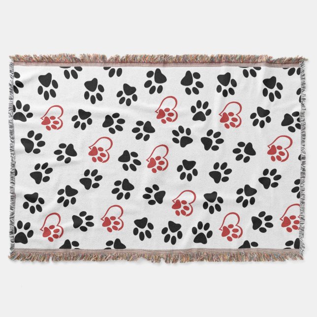 Mönster i Tassar, Svart Tassar, Röda Tassar, Hjärt Filt (Framsidan)