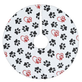 Mönster i Tassar, Svart Tassar, Röda Tassar, Hjärt Julgransmatta Borstad Polyester