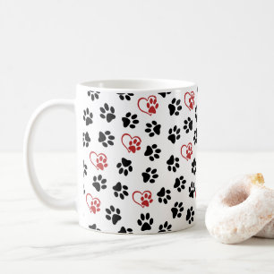 Mönster i Tassar, Svart Tassar, Röda Tassar, Hjärt Kaffemugg