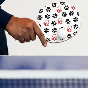 Mönster i Tassar, Svart Tassar, Röda Tassar, Hjärt Pingisracket