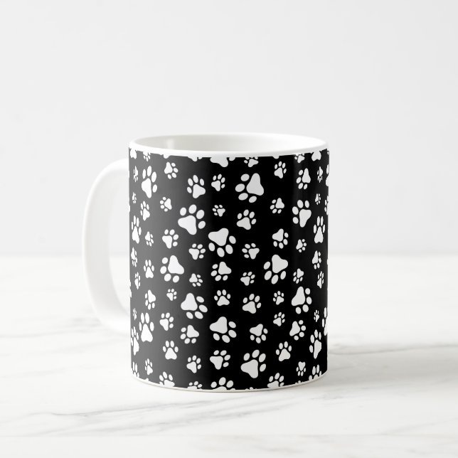 Mönster i Tassar, Tass avtryck, svart och vitt Kaffemugg (Framsida vänster)