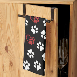 Mönster i Tassar, Vita Tassar, Röda Tassar, Hjärte Kökshandduk