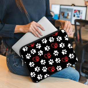 Mönster i Tassar, Vita Tassar, Röda Tassar, Hjärte Laptop Fodral