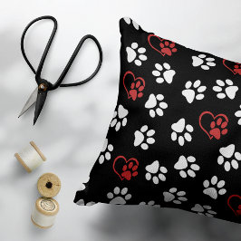 Mönster i Tassar, Vita Tassar, Röda Tassar, Hjärte Prydnadskudde