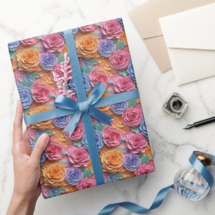 Mönster i tre grader blommigt med tre sidor presentpapper