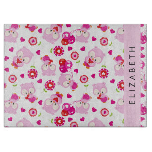 Mönster i Uggla, Cute Uggla, Rosa Uggla, ditt namn