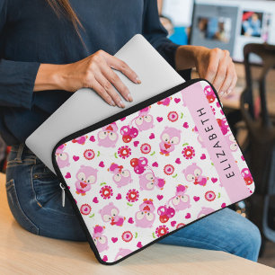 Mönster i Uggla, Cute Uggla, Rosa Uggla, ditt namn Laptop Fodral