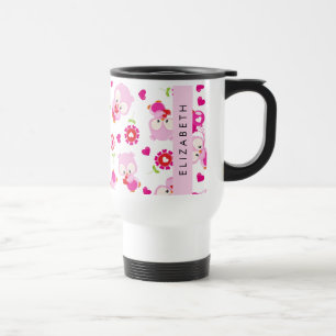 Mönster i Uggla, Cute Uggla, Rosa Uggla, ditt namn Resemugg