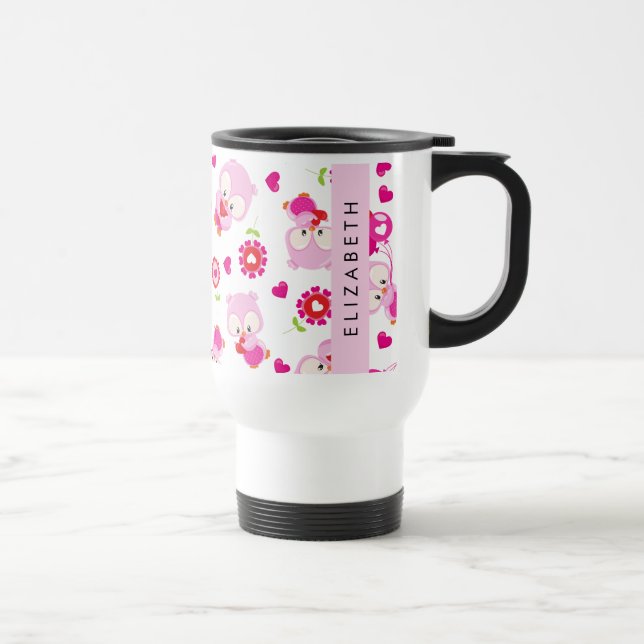 Mönster i Uggla, Cute Uggla, Rosa Uggla, ditt namn Resemugg (Höger)