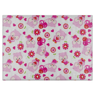 Mönster i Uggla, Cute Uggla, Rosa Uggla, Hjärter