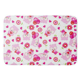 Mönster i Uggla, Cute Uggla, Rosa Uggla, Hjärter Badrumsmatta