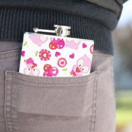 Mönster i Uggla, Cute Uggla, Rosa Uggla, Hjärter Fickplunta