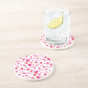 Mönster i Uggla, Cute Uggla, Rosa Uggla, Hjärter Underlägg
