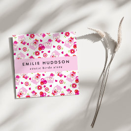 Mönster i Uggla, Rosa Uggla, sällskapsdjur, fågelb Fyrkantigt Visitkort