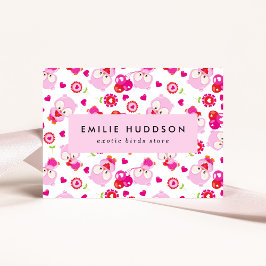 Mönster i Uggla, Rosa Uggla, sällskapsdjur, fågelb Visitkort