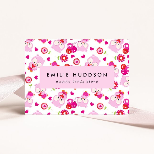 Mönster i Uggla, Rosa Uggla, sällskapsdjur, fågelb Visitkort (Skapare uppladdad)