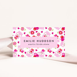 Mönster i Uggla, Rosa Uggla, sällskapsdjur, fågelb Visitkort