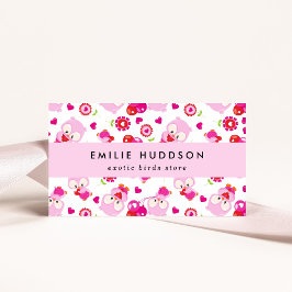 Mönster i Uggla, Rosa Uggla, sällskapsdjur, fågelb Visitkort