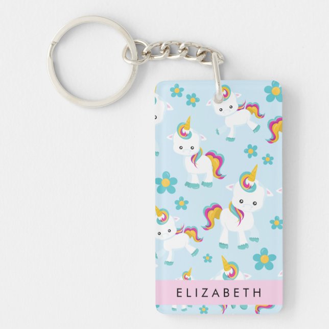 Mönster i Unicorns, Cute Unicorns, ditt namn (Framsidan)
