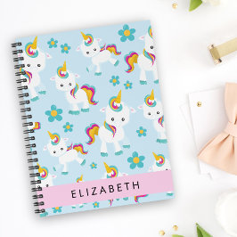 Mönster i Unicorns, Cute Unicorns, ditt namn Anteckningsbok