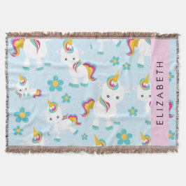 Mönster i Unicorns, Cute Unicorns, ditt namn Filt