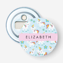 Mönster i Unicorns, Cute Unicorns, ditt namn Flasköppnare
