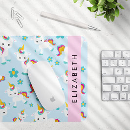 Mönster i Unicorns, Cute Unicorns, ditt namn Musmatta