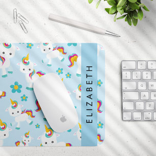 Mönster i Unicorns, Cute Unicorns, ditt namn Musmatta