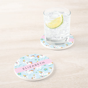 Mönster i Unicorns, Cute Unicorns, ditt namn Underlägg