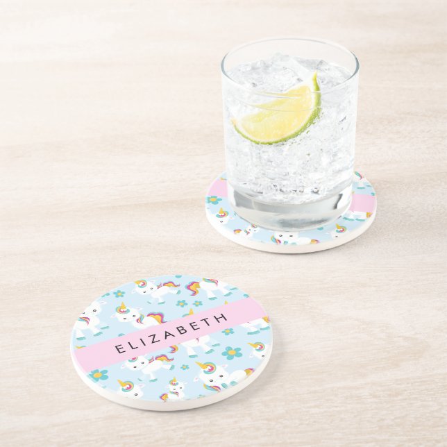 Mönster i Unicorns, Cute Unicorns, ditt namn Underlägg (Sidan)
